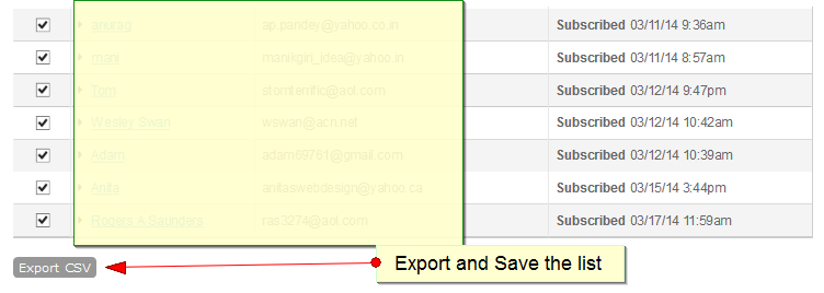 export the lists