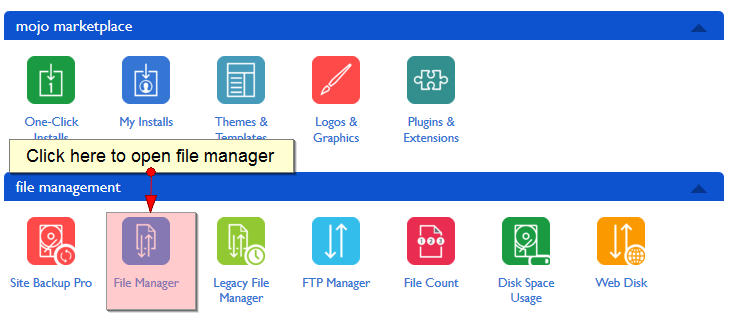 bluehost file manager