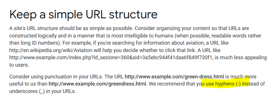 url structure google recommendation