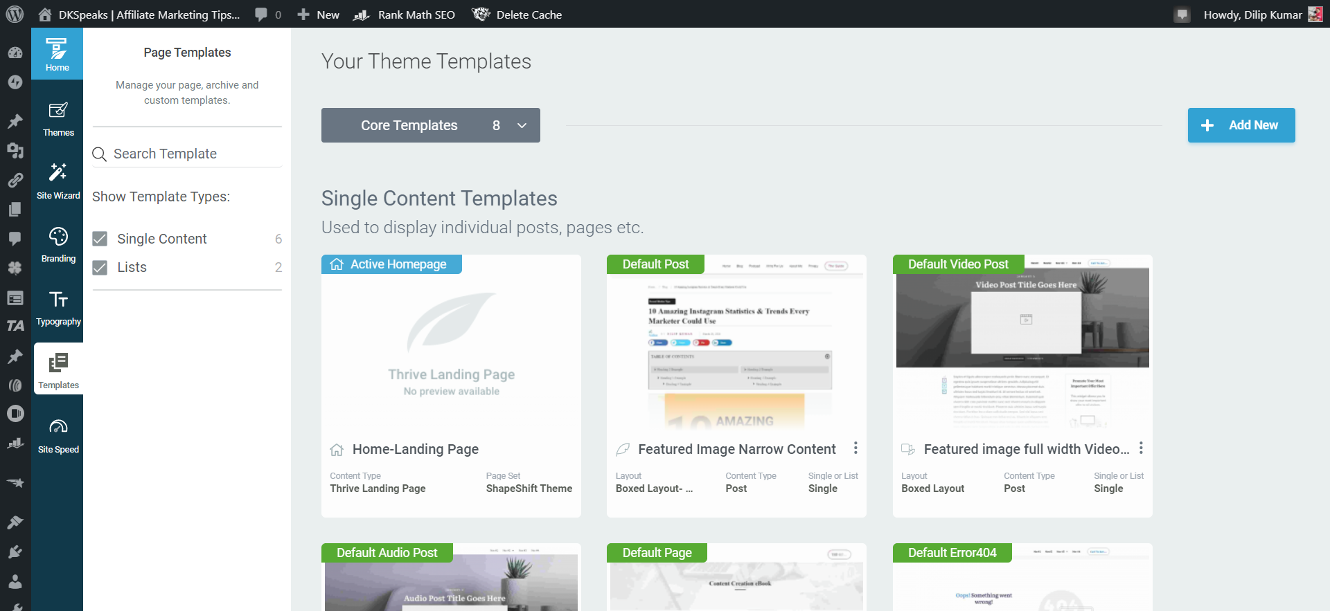 thrive theme builder templates